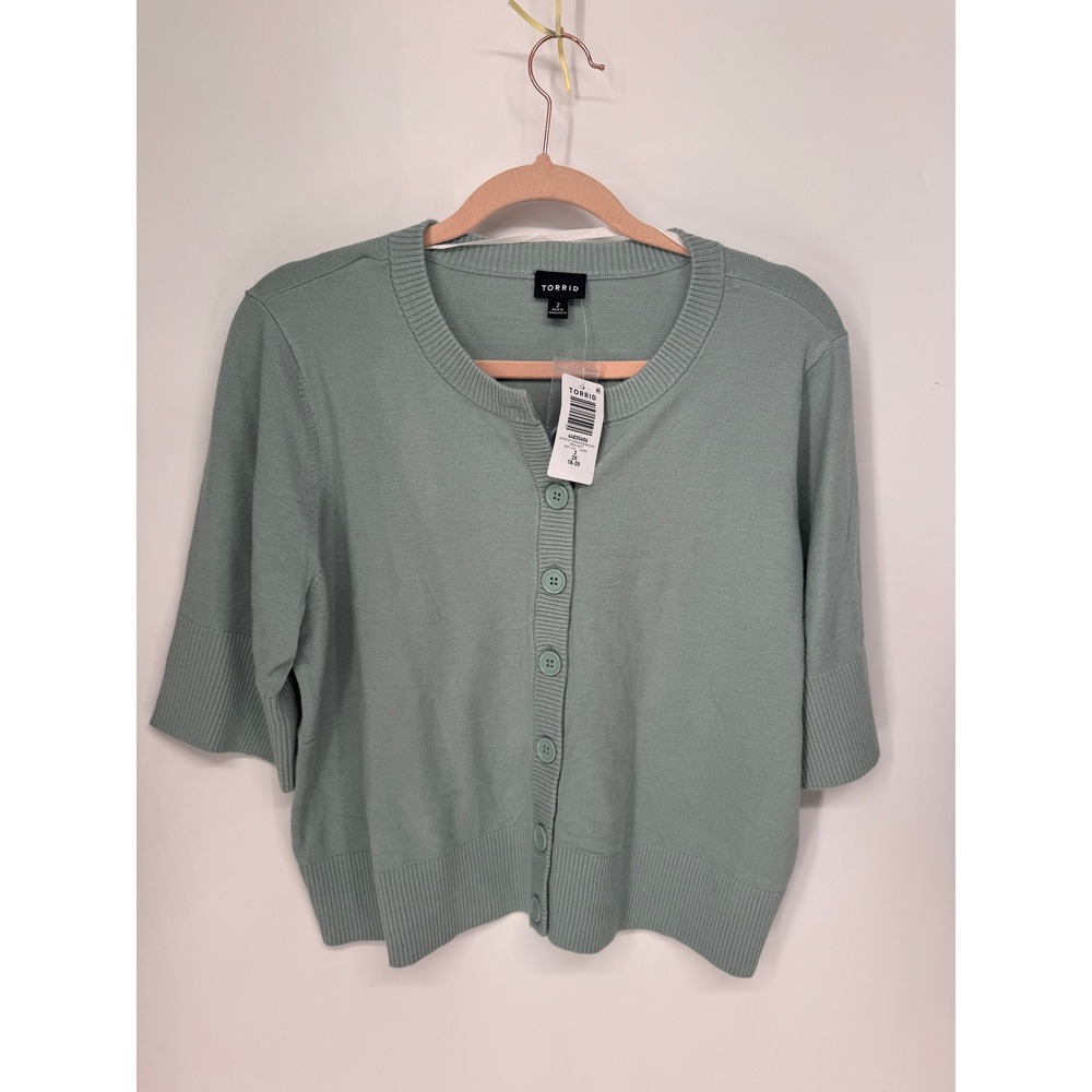 Torrid Cardigan Women 2X Gray Mist NWT Everyday Soft Crew Neck Shrug Knit Top
